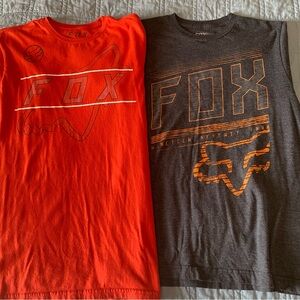 Fox Racing Lot of 2 Orange Dark Gray Graphic T-shirt M Motocross Grunge Retro